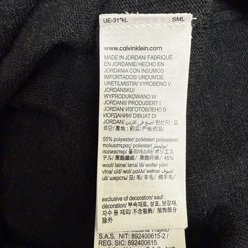 NWT Calvin Klein Mens Merino Wool Crewneck Sweater Size Large Classic Gunmetal